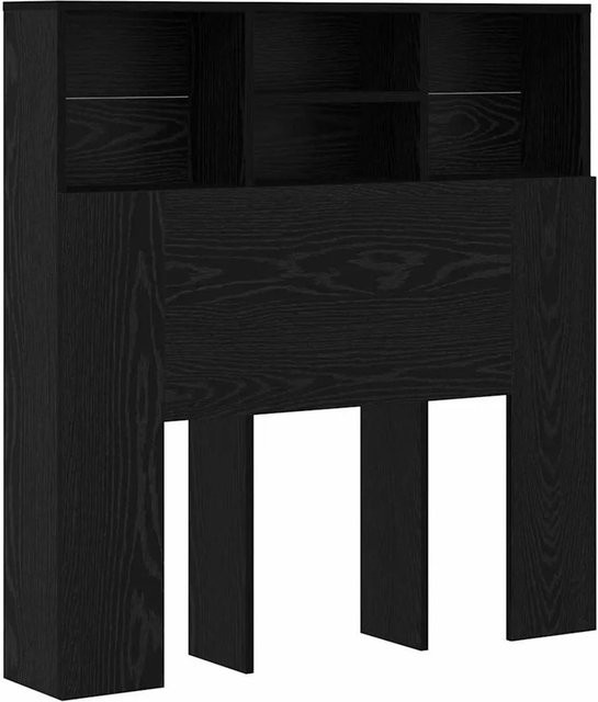 vidaXL Kopfteil Schrank in Schwarz und Eichen-Optik, Wandmontiertes Bettregal für das Schlafzimmer, B/T/H: 100 x 19 x 103,5 cm - Bild 1