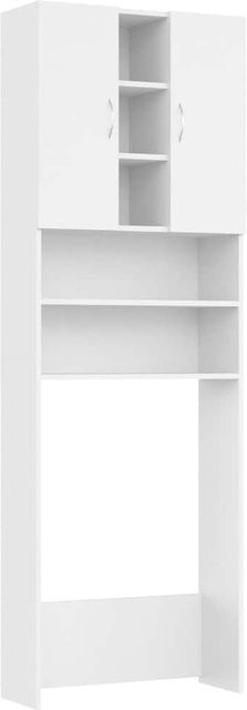 Waschmaschinen-Schrank Yiwydaa Weiß Modern mit Regalfächern B/T/H: 64 x 25,5 x 190 cm - Bild 1