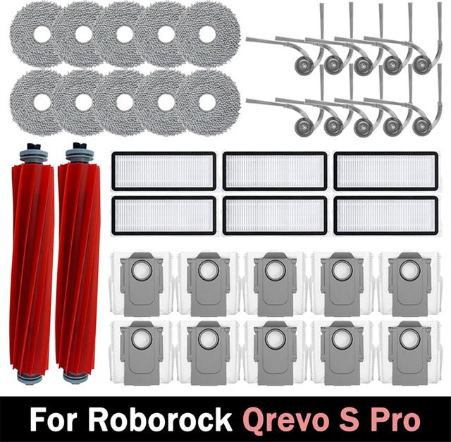 Roborock Qrevo S Pro Zubehör-Set mit Hauptbürste, Seitenbürste, Wischmopp, Hepa-Filter und Staubbeuteln in Multicolour - Bild 1
