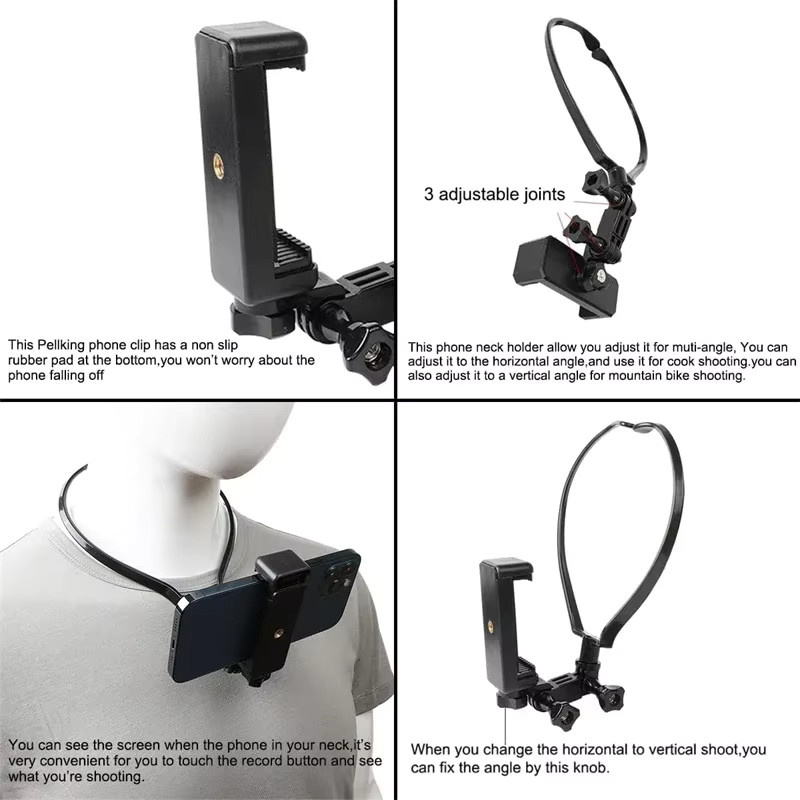 NMEGOU Handy Selfie Neck Lanyard Strap in Schwarz – Universeller Tragbarer Hängehalter für dein iPhone für POV Vlogs - Bild 2