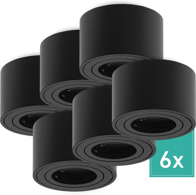 Oktaplex 6er Set Aufbauspot Lile S aus Aluminium in Schwarz für LED-Module, verstellbare Deckenstrahler mit 230V Anschluss - Bild 1