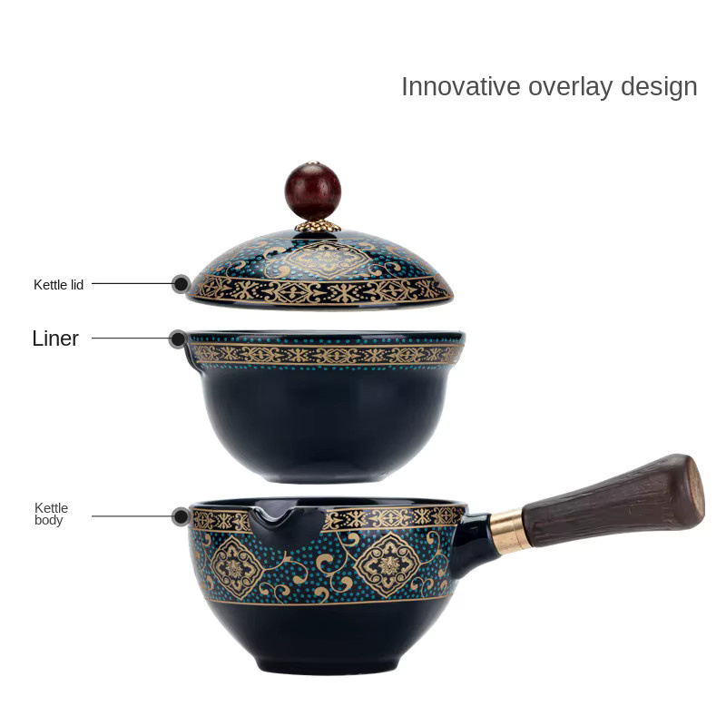 Tragbares Schaukel Tee-Set aus Keramik mit Teekanne und Infuser für Kung Fu Tee - Bild 6