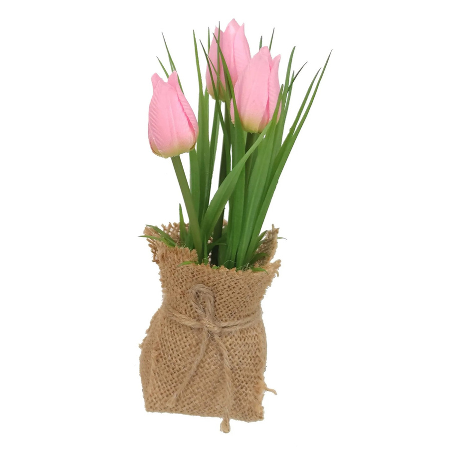 Boltze Topfpflanze Tulip in Pink, Weiß und Gelb für den Frühling, Höhe: 19 cm - Bild 2