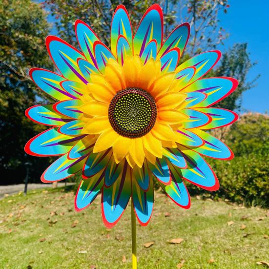 Hello Garden Sonnenblumen Windrad in Blau mit Bodeneinsatz, Höhe: 36 cm - Bild 2