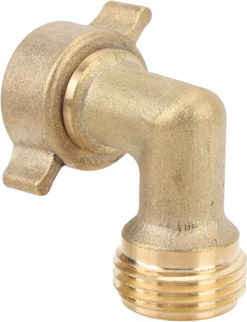 Igeteck 90 Grad Wasserschlauchbogen aus Messing mit 3/4 Zoll Gewinde in Gold als Wassereinlassadapter für Wohnmobile, Anhänger und Marine - Bild 1