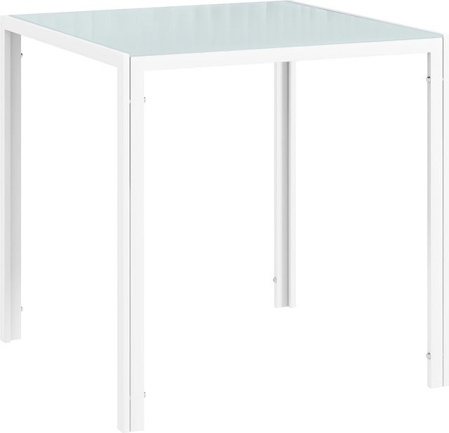 HOMCOM Esstisch aus Hartglas in Weiß, quadratischer Küchentisch für 4 Personen, B/T/H: 75 x 75 x 75 cm - Bild 1