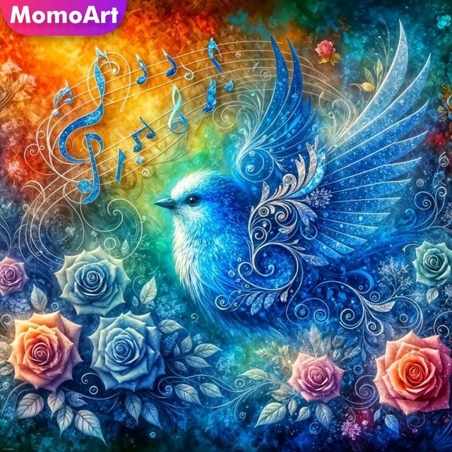 Momoart Diamant-Stickerei DIY Set mit Blumen- und Tiermotiven in Multicolour, runde Form für Tischdekoration - Bild 1