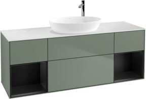V&B Waschtischunterschrank Finion mit Wandbeleuchtung, Blau lackiert, B/T/H: 160 x 50,1 x 50,1 cm - Bild 1