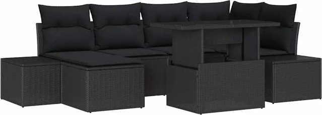 vidaXL Garten-Sofa-Set aus Poly Rattan in Schwarz mit 7 Teilen und integriertem Stauraum - Bild 1