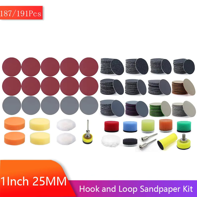 VIBRATITE Schleifscheiben Set mit Stützplatte und Schaumstoff-Pufferpads, 187 Stück, Multicolor, Durchmesser: 2,5 cm, Körnung 60 bis 10.000, für Nass- und Trockenschleifen - Bild 1