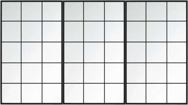 vidaXL Wandspiegel Set aus Metall und Glas in Schwarz, 3 Stück, B: 100 cm, H: 60 cm - Bild 1