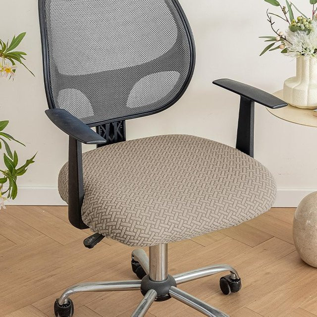 Yiran Furniture Universal Computer Stuhlbezug in Beige, elastisch und rutschfest für Bürostühle und Esszimmerstühle - Bild 1