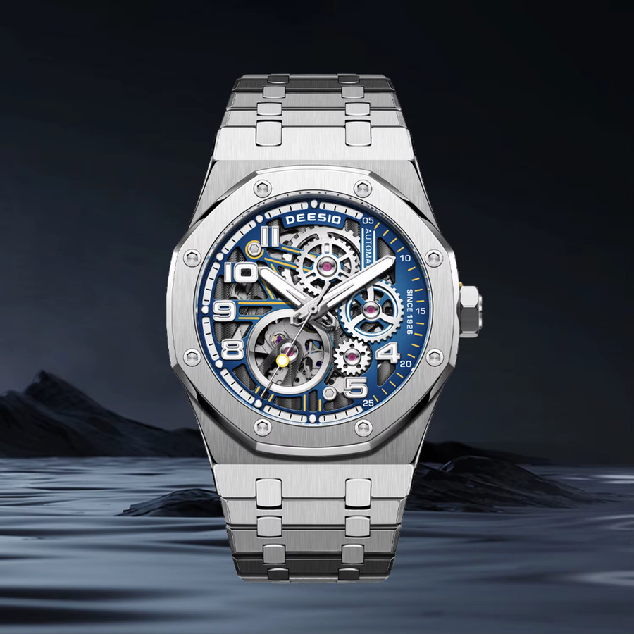 Deesio Armbanduhr Automatik, Edelstahl, Saphirglas, Blau, Herren - Bild 4