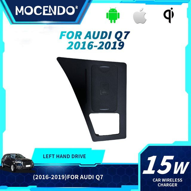 MOCENDO Kabelloses 15W Schnellladegerät für Audi Q7 2016-2019 mit USB-Anschluss, Schwarz - Bild 1