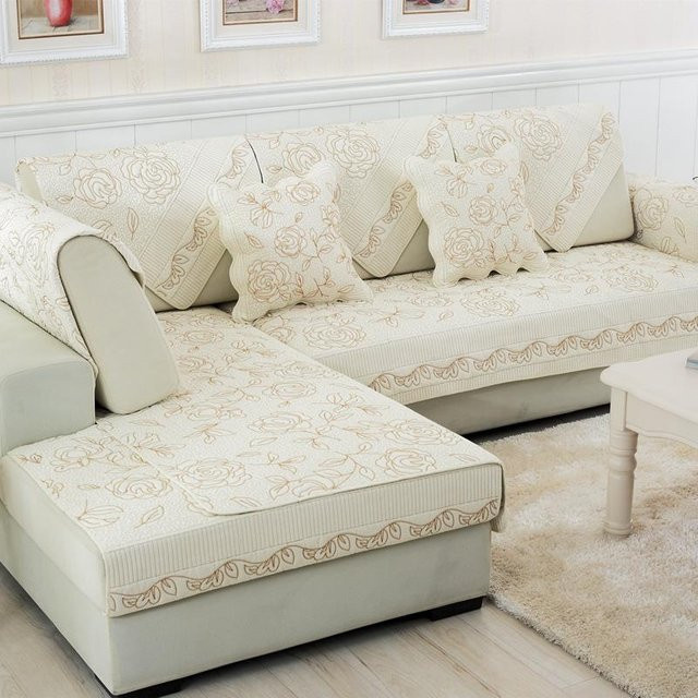 Super Six Kissenbezug aus gewaschener Baumwolle mit Rose-Stickerei, beige, B/T/H: 70 x 70 x 1 cm - Bild 1