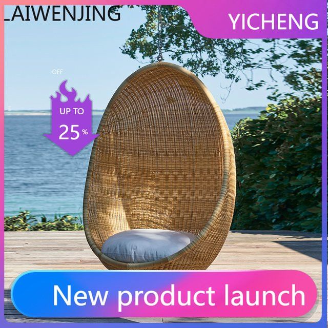 LYY Outdoor-Hängesessel aus Rattan im Vogelnest-Design in Retro Color als wasserdichter Hängekorb für Indoor und Balkon - Bild 1