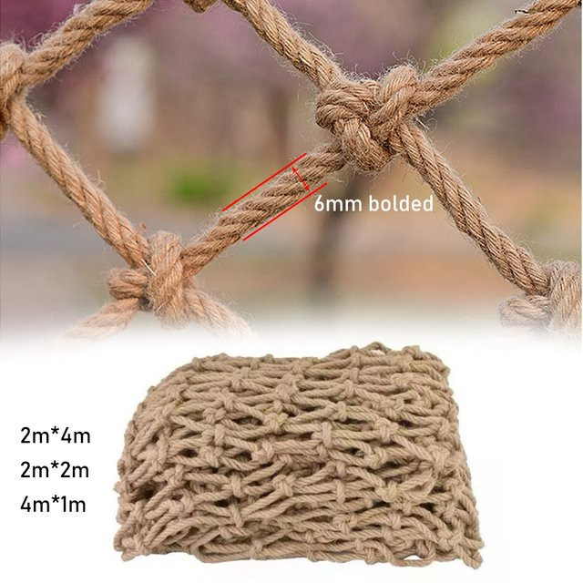Handgefertigtes Sicherheitsnetz aus Jute für Kinder zum Klettern und als Treppenschutz, B: 4 m, T: 2 m - Bild 1