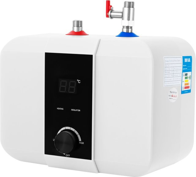 Sweetmile Mini-Durchlauferhitzer in Weiß, 1500W Elektrischer Warmwasserbereiter mit 6L Fassungsvermögen, LED-Anzeige und Temperaturregelung für die Küche unter der Spüle - Bild 1