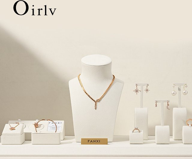 Oirlv Schmuckständer in Beige für Ringe, Ohrringe und Halsketten als minimalistisches Schmuck-Display für Vitrine und Theke - Bild 1