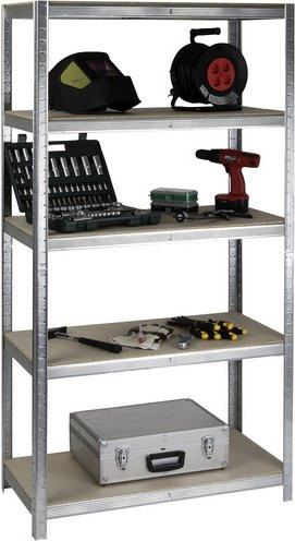 SZAGATO Schwerlast-Steckregal Profi aus Stahl in Silber mit 5 verstellbaren Böden, B/H/T: 90 x 220 x 60 cm - Bild 1
