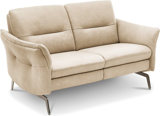 2-Sitzer Sofa MONDO TEOMA aus Leder in Beige, Modernes Design mit Armlehnen, B: 152 cm, H: 86 cm, T: 93 cm - Bild 1