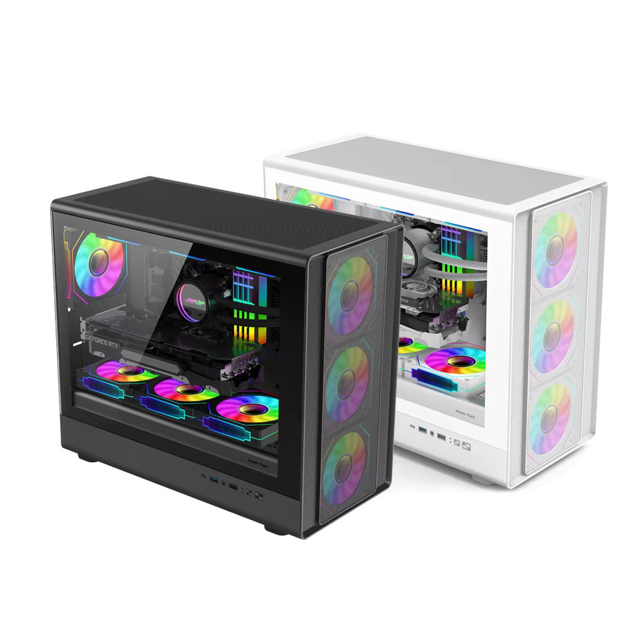 Power Train N1 MATX ITX PC-Gehäuse mit Glasseite und 360-Grad-Mesh-Belüftung in Transparent/Schwarz - Bild 3