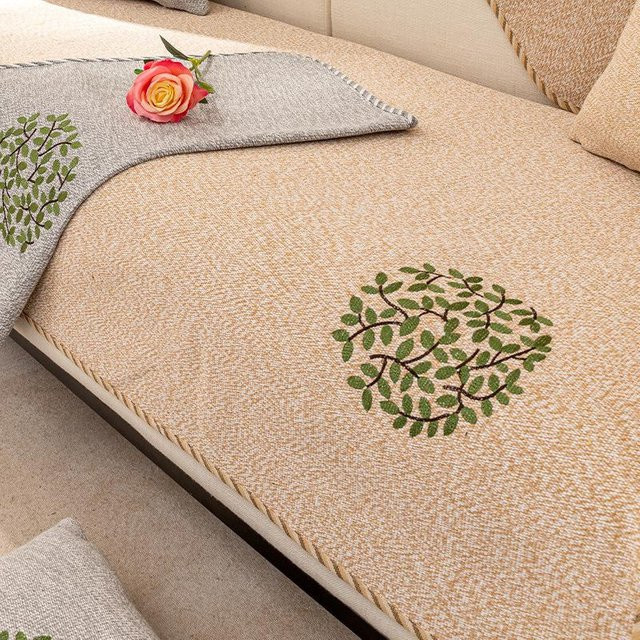 Chengjiu Sofakissenbezug aus Baumwolle und Leinen mit floralem Design, rutschfest, B/T/H: 70 x 70 x 70 cm - Bild 1