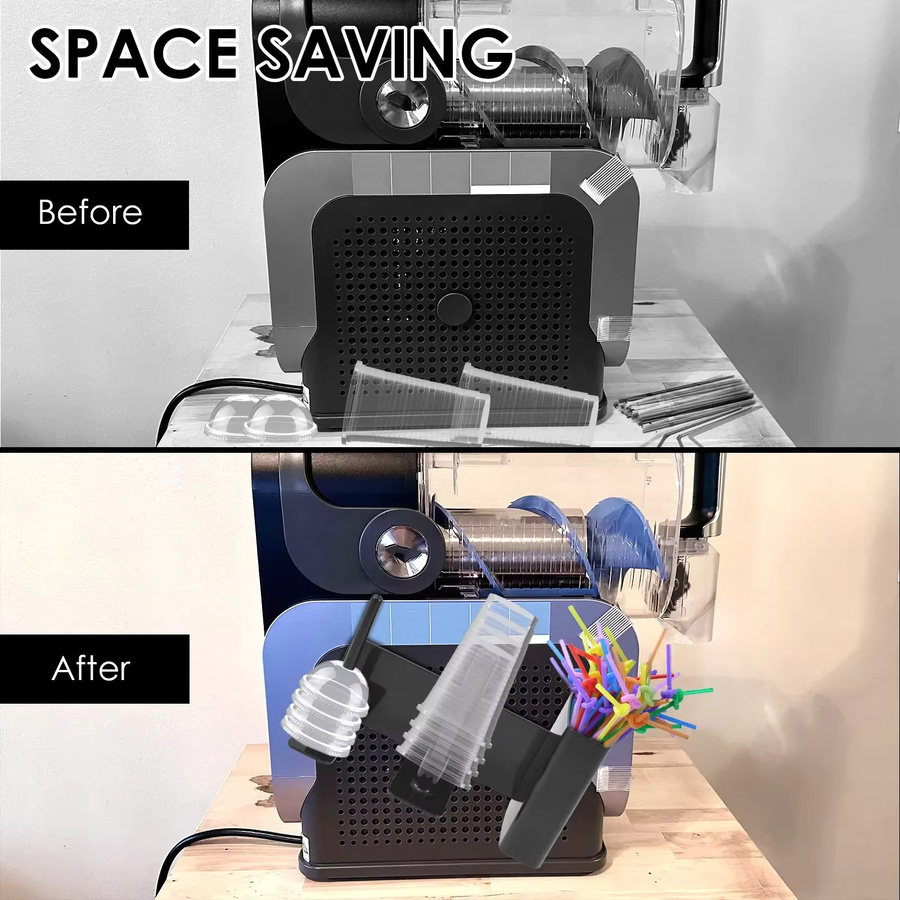 Ninja Becherhalter und Deckelspender mit Strohhalm-Aufbewahrungsorganizer für FS301 FS30 Slushie Maschinen, Schwarz - Bild 4