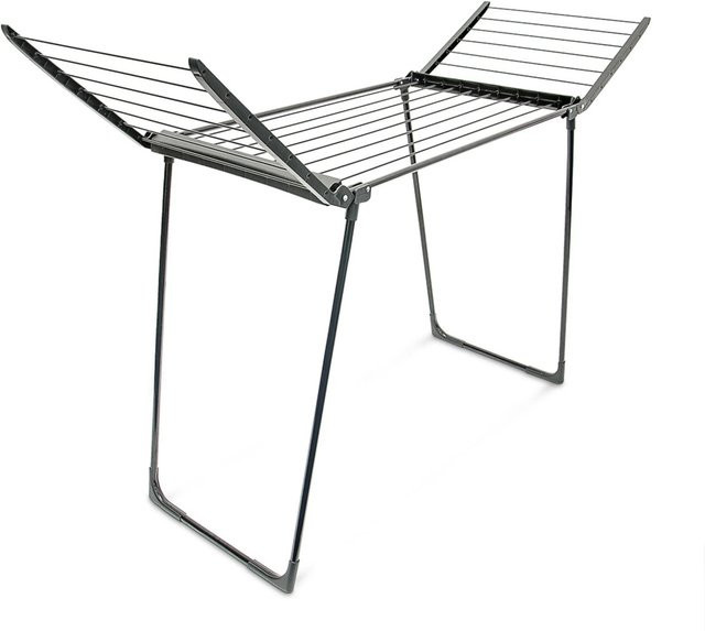 Relaxdays Standtrockner aus Stahl und Kunststoff, Schwarz, klappbar, B/T/H: 104 x 54,5 x 169 cm - Bild 1