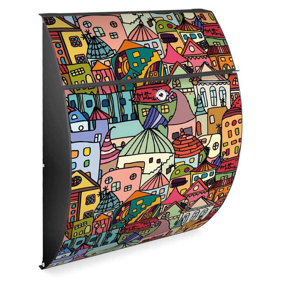 Burg-Wächter Design Briefkasten Funky Town aus verzinktem Stahl in Anthrazit B: 46,0 cm, H: 33,5 cm, T: 13,0 cm - Bild 1