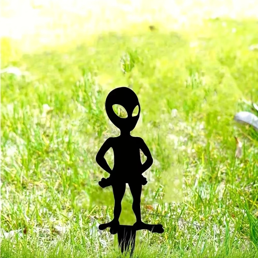 Abstrakter Alien-Gartenstecker aus Metall in Schwarz von Hello Young als Deko für Garten und Terrasse - Bild 5