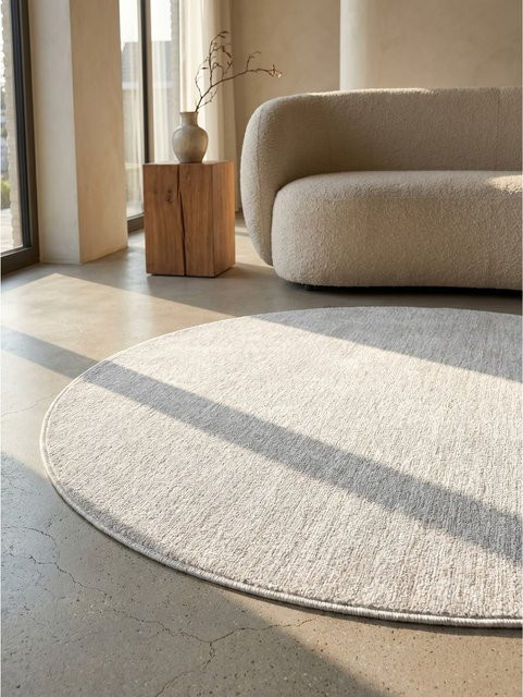 Runder Kurzflor-Teppich AMMER von Kadima Design in Beige, einfarbig, Durchmesser: 160 cm - Bild 1