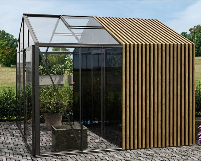 Bloomcabin Gewächshaus Klassik mit integriertem Stauraum und Accoya-Fusion in Schwarz - Bild 1