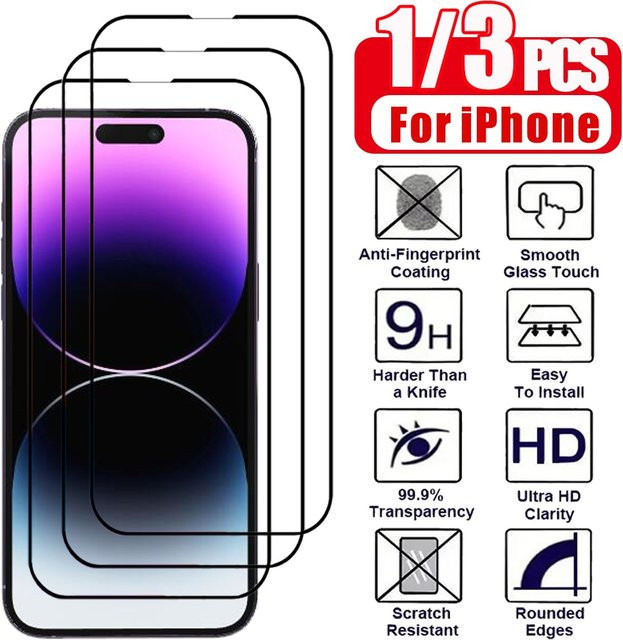 Displayschutzfolie aus gehärtetem Glas für Apple iPhone 11 bis iPhone 17 Pro Max, transparent - Bild 1