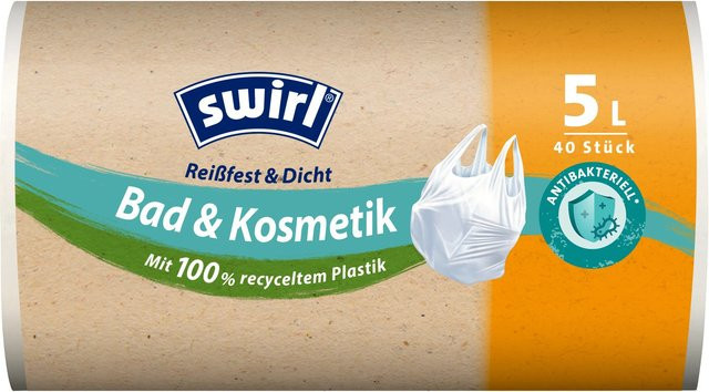 Swirl Bad und Kosmetik Tragegriff-Müllbeutel transparent, 40 Stück - Bild 1