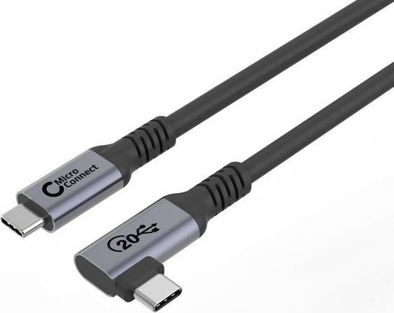 MicroConnect USB-C Kabel USB 3.2 Gen 2x2 5A 24 Pin USB-C auf 24 Pin USB-C gewinkelt Schwarz 1,0 m - Bild 1
