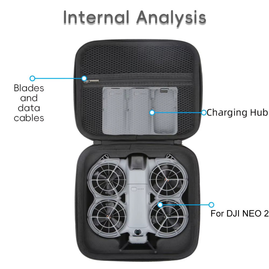 Tragbare DJI NEO2 Hartschalen-Tasche aus PU-Leder in Schwarz als Outdoor-Umhängetasche und Zubehörbox - Bild 3