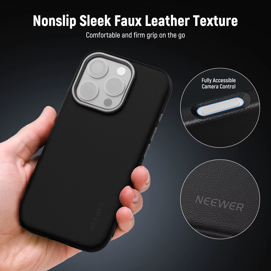 Neewer Handyhülle für iPhone 16 Pro und iPhone 16 Pro Max mit MagSafe und 67 mm Filterobjektiv-Anschluss, Schwarz - Bild 2