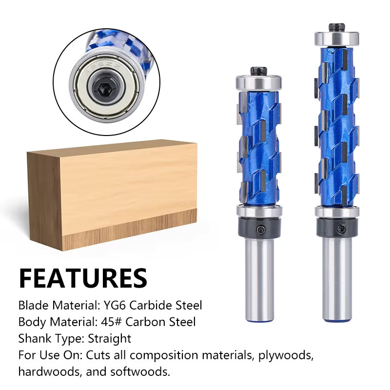 Xcan Bündigfräser mit 12mm Schneidendurchmesser und 1/2 Zoll Schaft, Spiral-Vollhartmetall-Trimmfräser mit Doppel-Lager für CNC und Holzbearbeitung, Blau - Bild 2