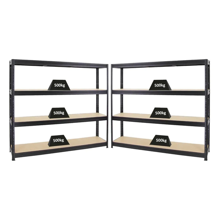 2x PROREGAL Dino Schwerlastregal Set Schwarz mit verstellbaren Fachböden aus MDF und Metall, H 180 cm x B 200 cm x T 45 cm - Bild 2