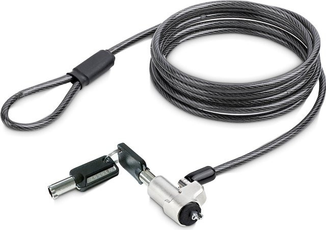 StarTech.com Sicherheitskabelschloss mit Schlüssel, 2m Stahlkabel, kompatibel mit Noble Wedge, Silber/Schwarz - Bild 1