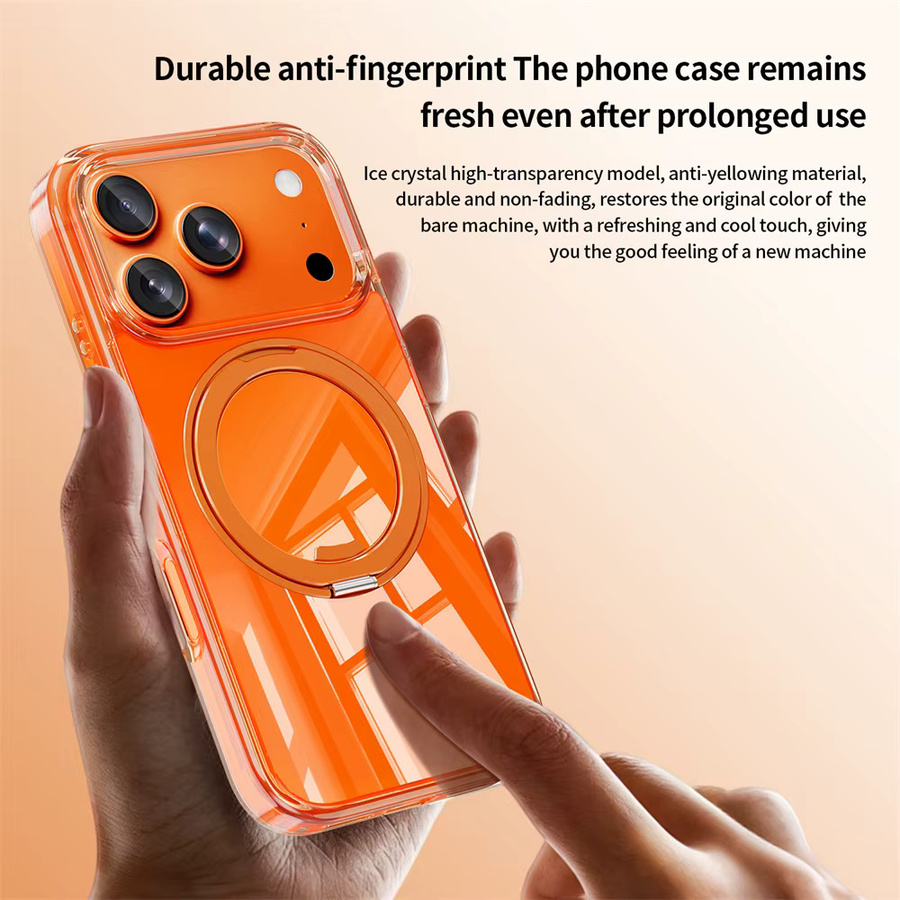 Xeber Luxus-Jelly Handyhülle mit 360 Grad drehbarem Ständer für iPhone 17 und iPhone 16 Pro Max, MagSafe kompatibel, stoßfest, Farbe: Schwarz - Bild 4