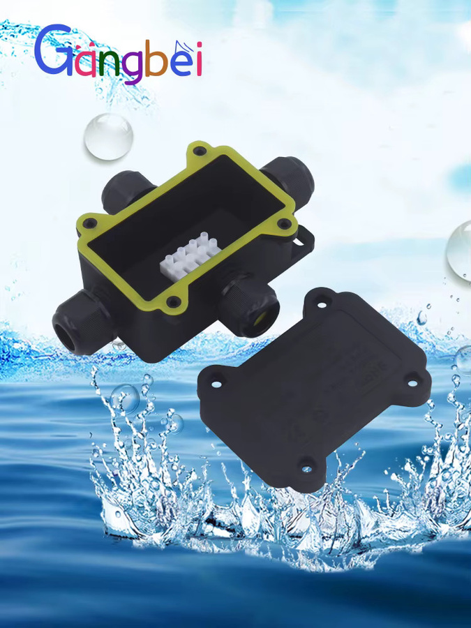 Wasserdichte Outdoor-Anschlussdose mit Kabeldichtungsbox, IP68 regenfeste Verteilerdose und Überwachungs-Stromschalterbox, Farbe: Schwarz - Bild 3