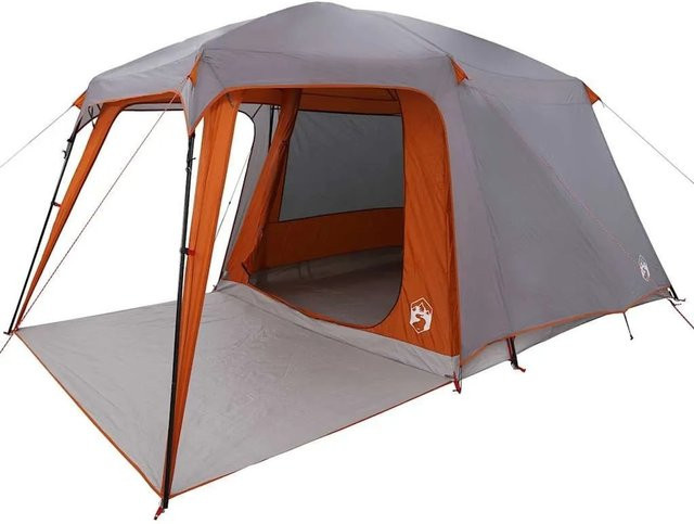 vidaXL Campingzelt mit Vorzelt für 5 Personen in Grau und Orange, wasserdicht - Bild 1