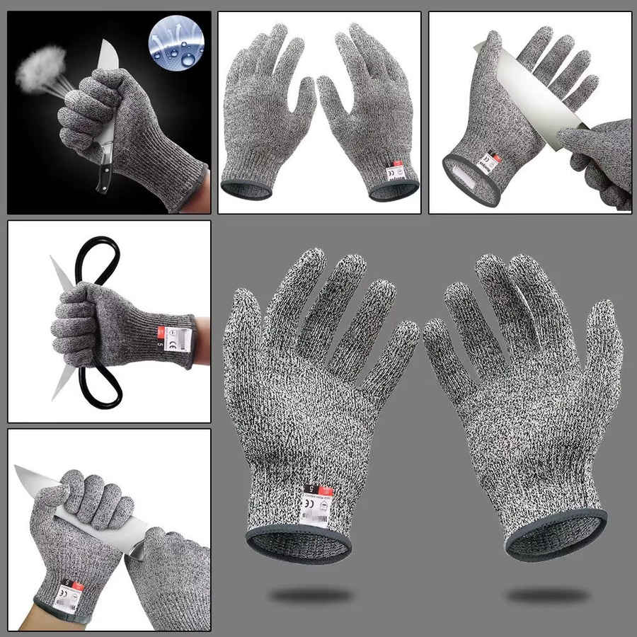 Anti-Schnitt-Handschuhe Level 5 Schutzhandschuhe in Grau für Küche, Gartenarbeit und Metzger - Bild 2