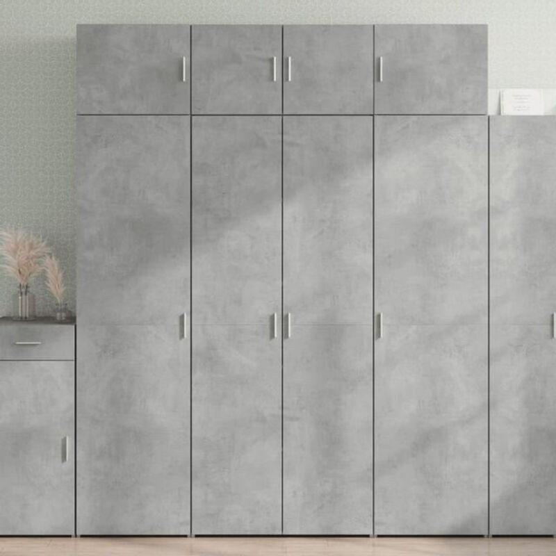 Hochschrank vidaxl in Betongrau mit Schranktüren aus Holzwerkstoff, B/T/H: 80 x 42,5 x 225 cm - Bild 1