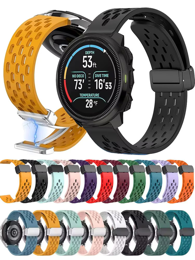 Suunto Uhrenarmband Silikon, Magnetschnalle, Weiß, 20 22 mm - Bild 5