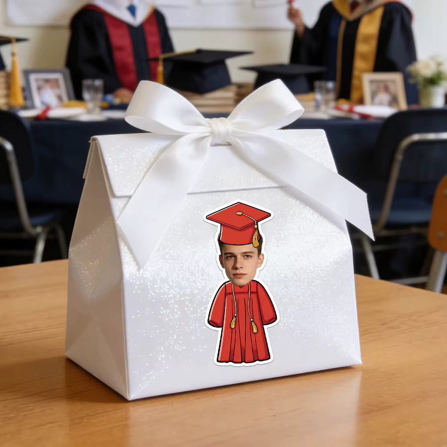 WEIGAO Personalisierte Abschlussaufkleber mit eigenem Foto Jahrgang 2026, bunte DIY-Scrapbook-Etiketten für die Abschlussfeier-Dekoration - Bild 3
