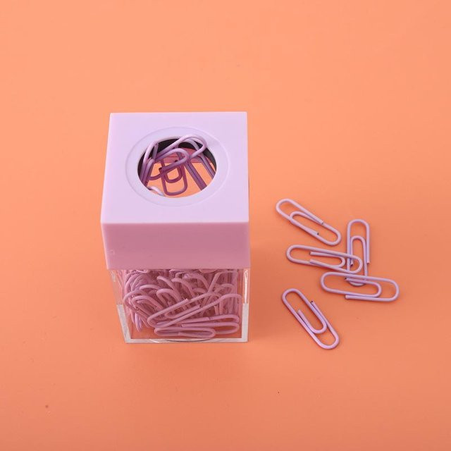 NATAWA Büroklammer-Aufbewahrungsbox aus Kunststoff und Metall, magnetische Clips-Spender mit mehreren Fächern, transparent violett - Bild 1