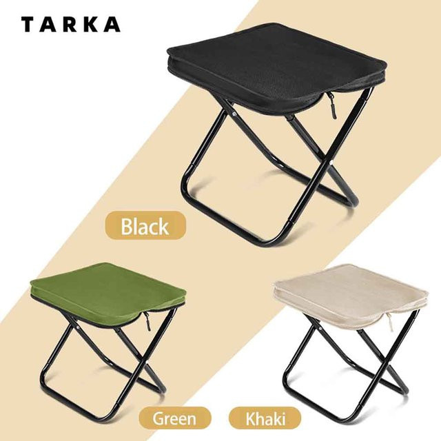 TARKA Camping-Klappstuhl als tragbarer Hocker in Schwarz Matt für Outdoor, Wandern und Angeln - Bild 1